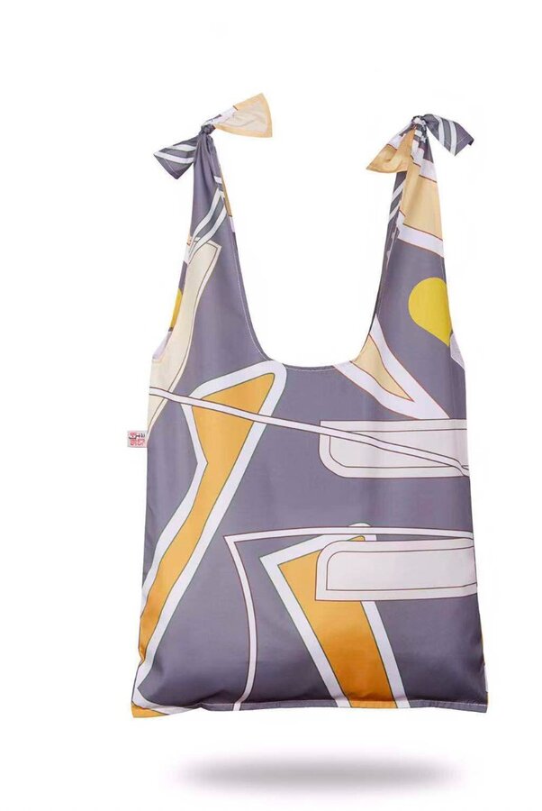 Grey and yellow eco tote bag