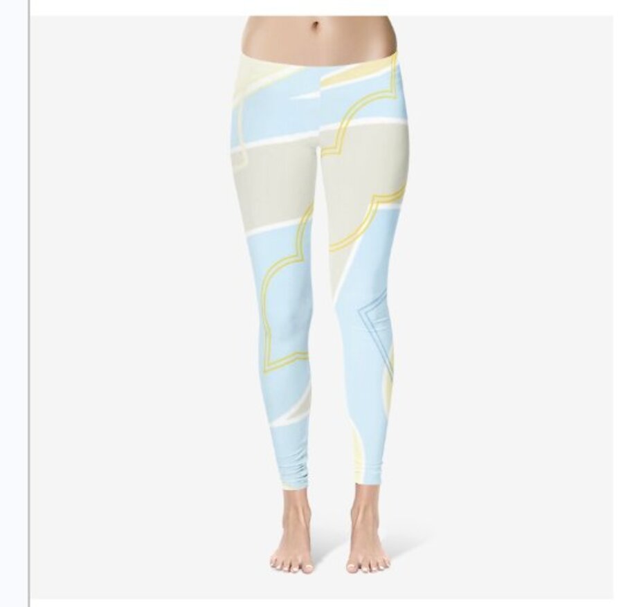 Pale blue and cream patterned leggings