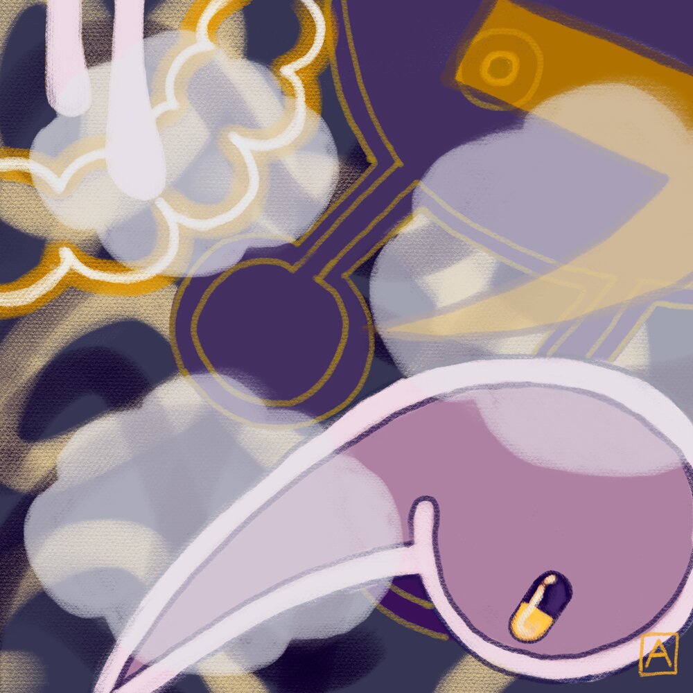 Purple and gold eye motif study