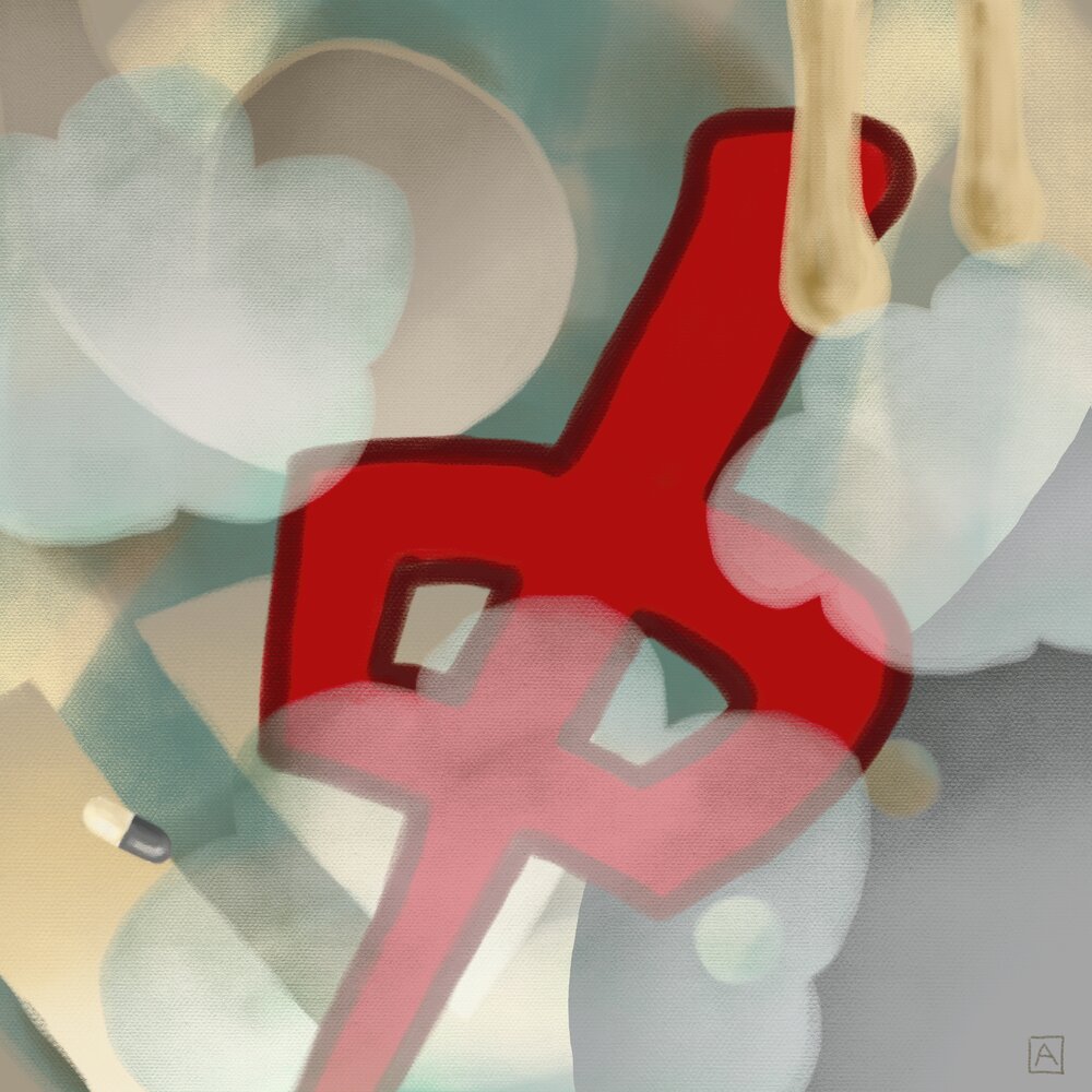 Red bolt and cloud study