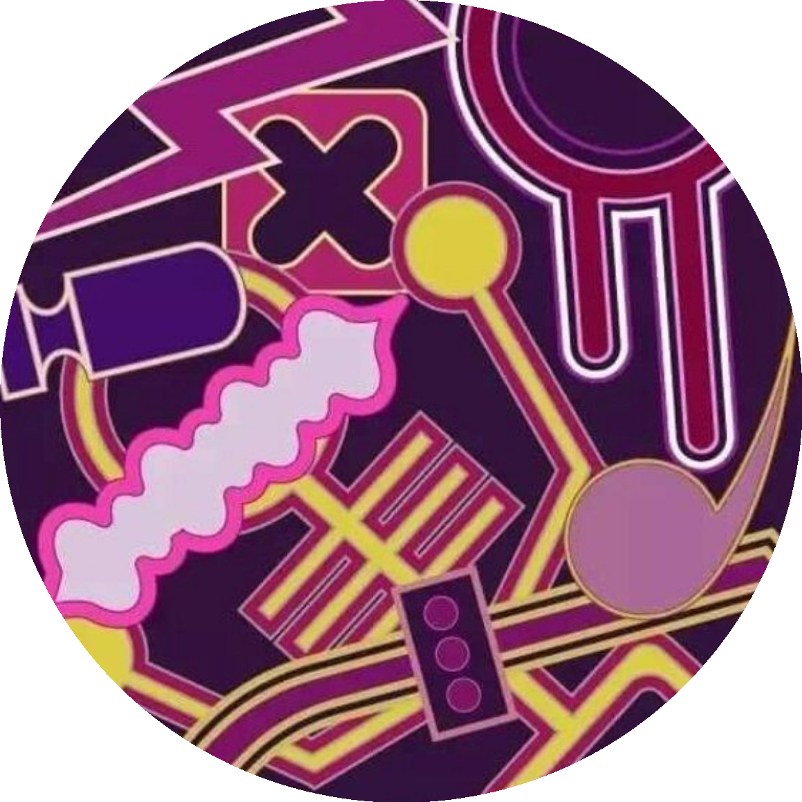 Round composition, purple and yellow