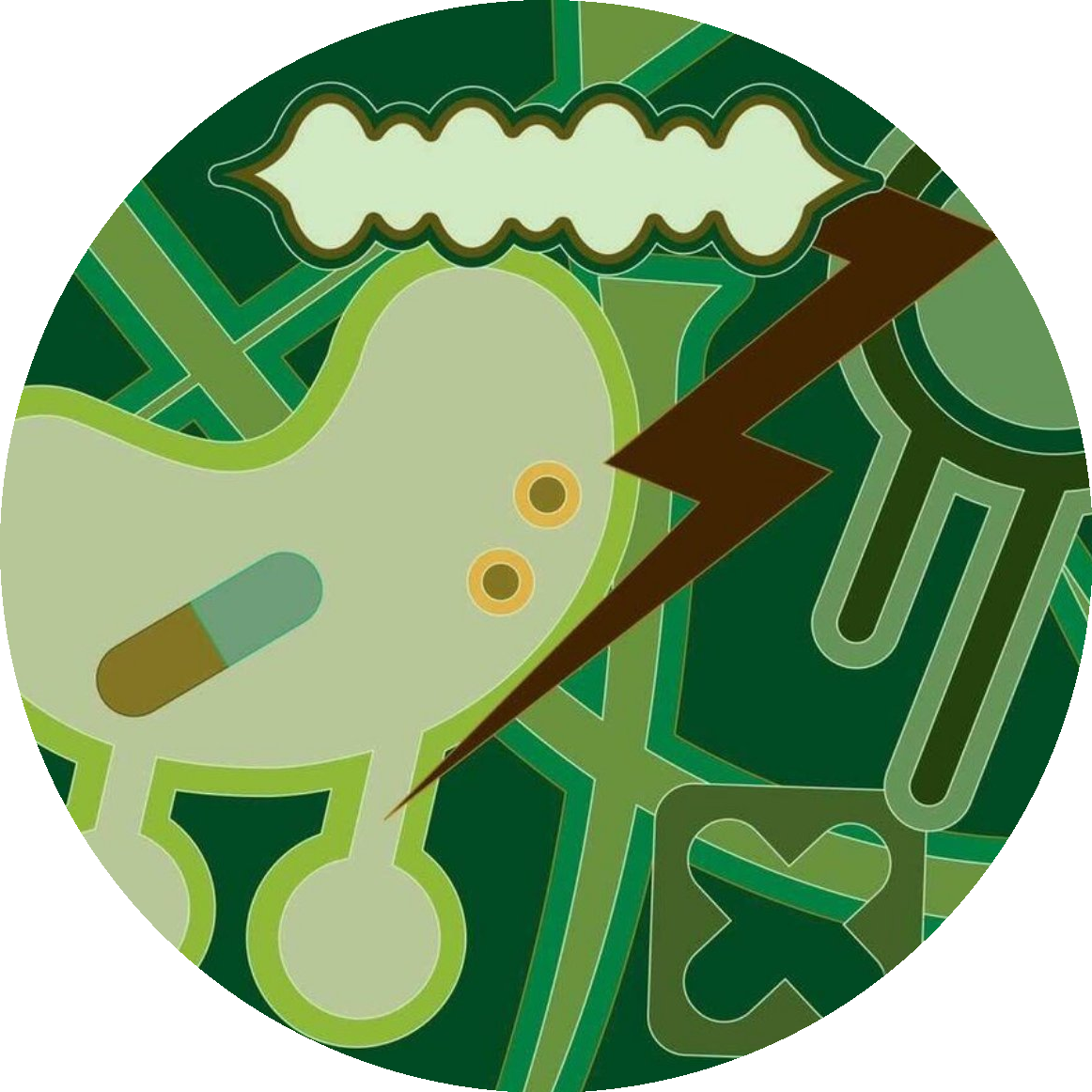 Round composition, green