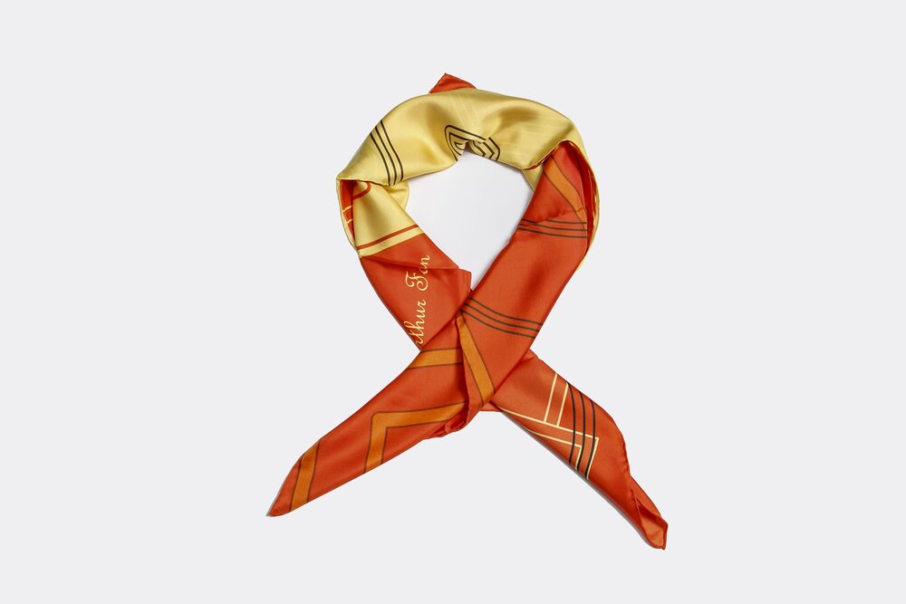 Orange and gold silk scarf