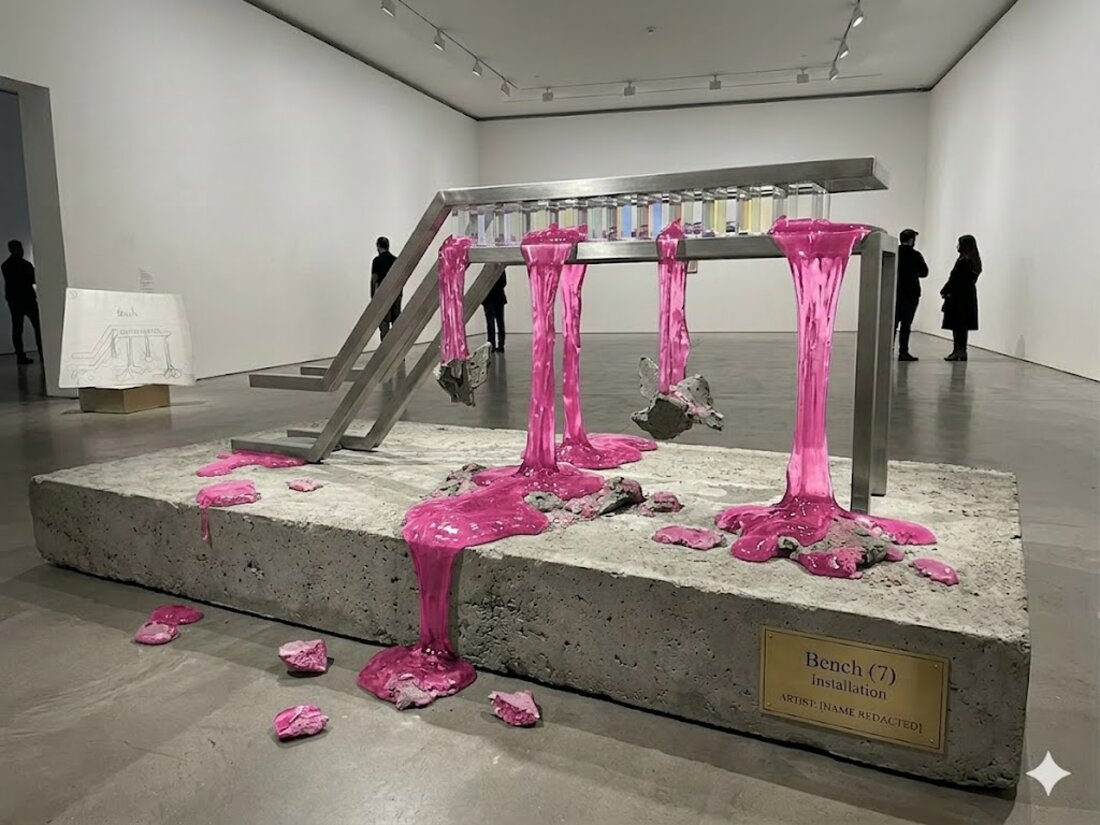 Pink resin Bench installation