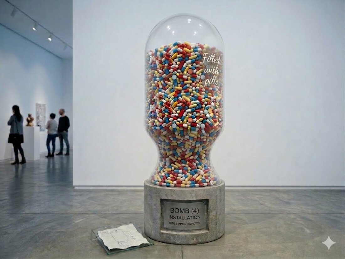 Capsule shaped bomb filled with pills